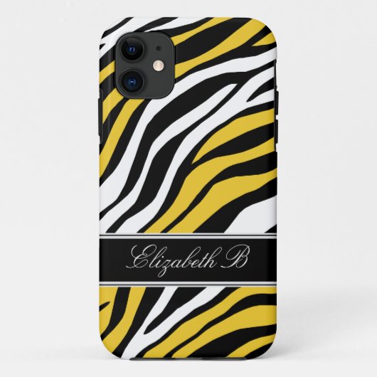 Zebra Print Mix Yellow iPhone 5 Coque (Dos)