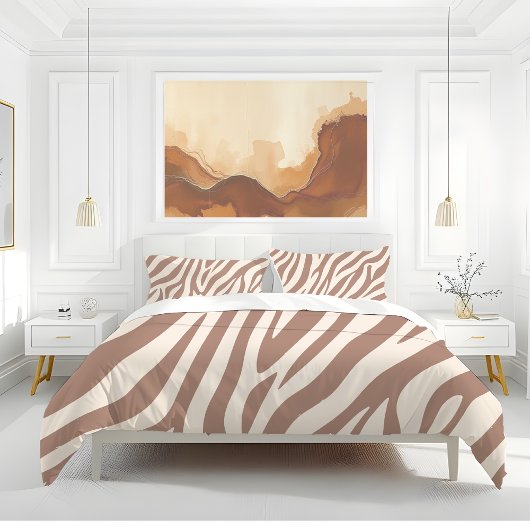 Zebra Print-Mocha Mousse Kussensloop