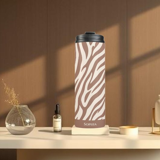 Zebra Print-Mocha Mousse Thermosbeker