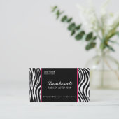 Zebra Print Mode Hair Stylist Salon Roze Visitekaartje (Staand voorkant)