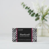 Zebra Print Mode Hair Stylist Salon Roze Visitekaartje (Staand voorkant)
