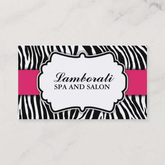 Zebra Print Mode Hot Pink Elegant Moderne Classy Visitekaartje (Voorkant)