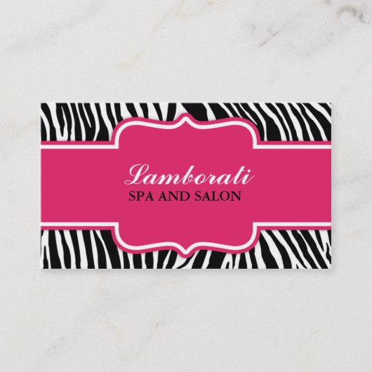 Zebra Print Mode Hot Pink Elegant Moderne Classy Visitekaartje (Voorkant)