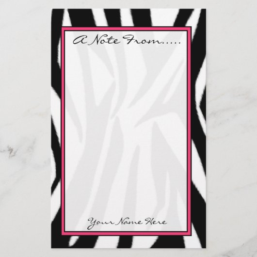 Zebra Print Mode Stationery Briefpapier (Voorkant)