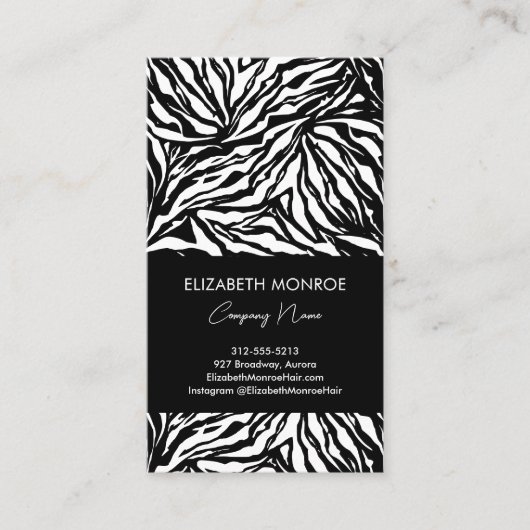 Zebra Print Modern Visitekaartje (Voorkant)