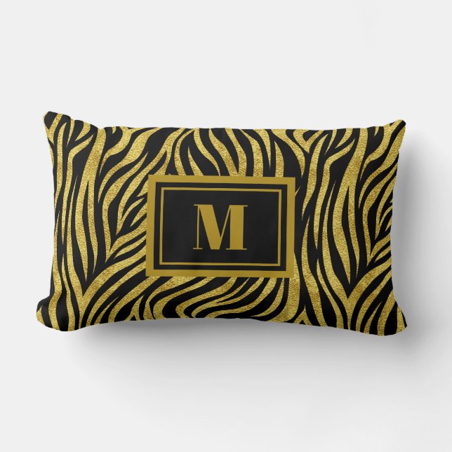 Zebra Print Monogram Kussen (Voorkant)