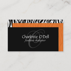 zebra print monogram visitekaartje