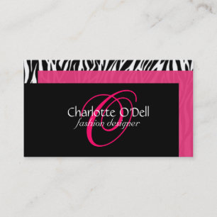 zebra print monogram visitekaartje