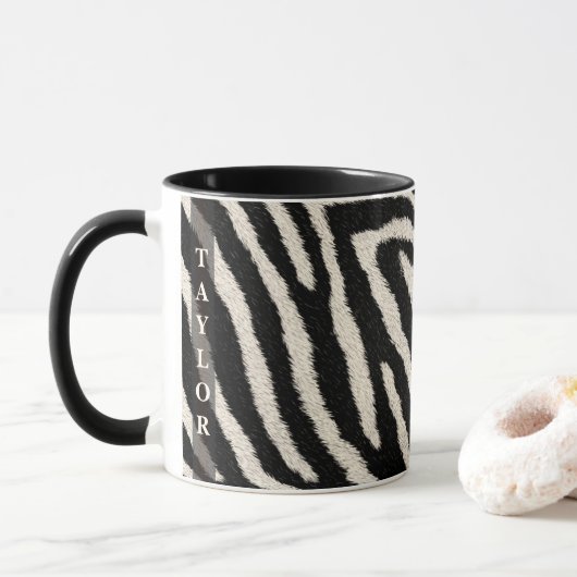 Zebra Print Mug with Custom Name (Avec donut)