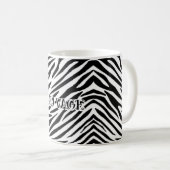 Zebra Print Mug with “Sauvage” Text (Devant droit)