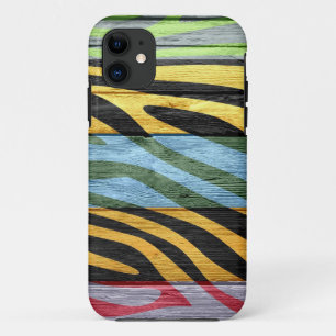 Zebra print op hout #2 iPhone 11 hoesje