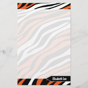 Zebra Print Oranje mengeling op maat Briefpapier