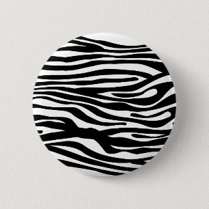Zebra Print Pattern - Black and White Ronde Button 5,7 Cm