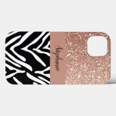 Zebra Print Pattern en gradiënt Roos Gold Glitter Case-Mate iPhone Case (Achterkant (horizontaal))