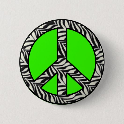 Zebra Print Peace Button (Voorkant)