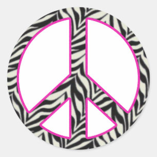 Zebra Print Peace Sign-teken Ronde Sticker