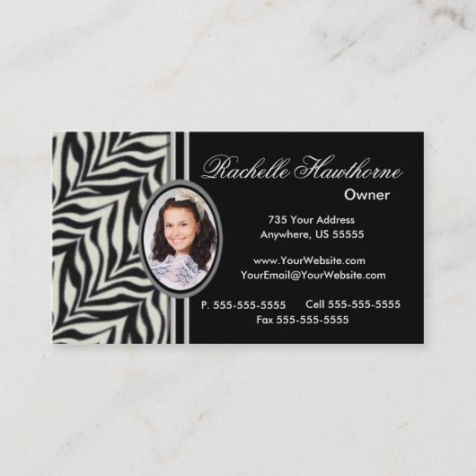 Zebra Print Photo Logo ~ Bl Visitekaartje (Voorkant)