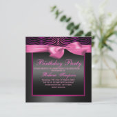 Zebra Print Pink & Black Party Invitation d'annive (Debout devant)