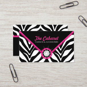 Zebra Print Pink Lace en Diamond Visitekaartje