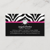 Zebra Print Pink Lace en Diamond Visitekaartje (Achterkant)
