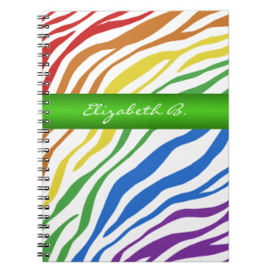 Zebra Print Rainbow Groen, aangepast Notitieboek
