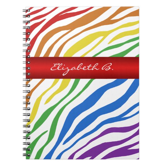 Zebra Print Rainbow Mix Red Carnet personnalisé (Devant)