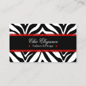 Zebra Print & Red Lace Elegant Visitekaartje (Voorkant)
