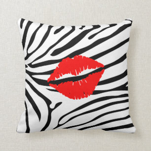 Zebra Print Red Lipstick Girl Kussen