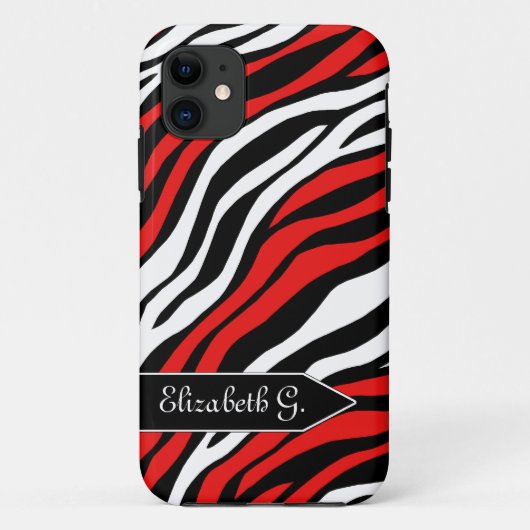 Zebra Print Red Mix iPhone 5 Coque (Dos)