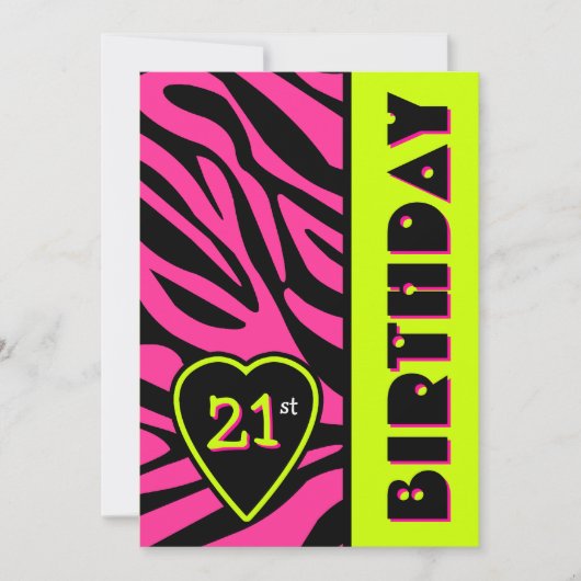 Zebra Print Retro Colors Invitation de fête d'anni (Devant)