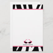 Zebra Print & Retro Roze zonnebrillen Briefpapier (Voorkant / Achterkant)