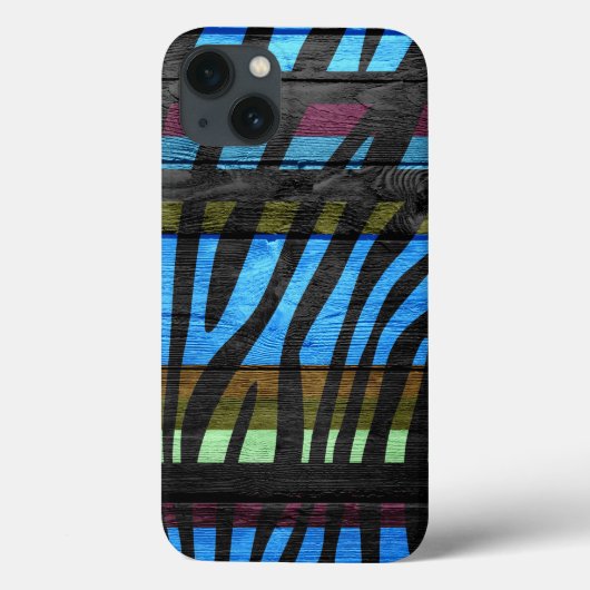 Zebra Print Retro Wood Case-Mate iPhone Case (Achterkant)