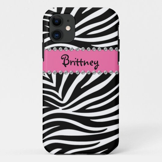 Zebra Print & Rhinestone BLING Hoesje Iphone 5 Hoe (Achterkant)