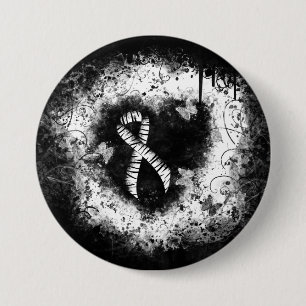 Zebra Print Ribbon Grunge Heart Ronde Button 7,6 Cm