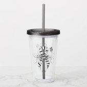 Zebra Print Ribbon met Butterfly Acryl Drinkbeker (Voorkant)
