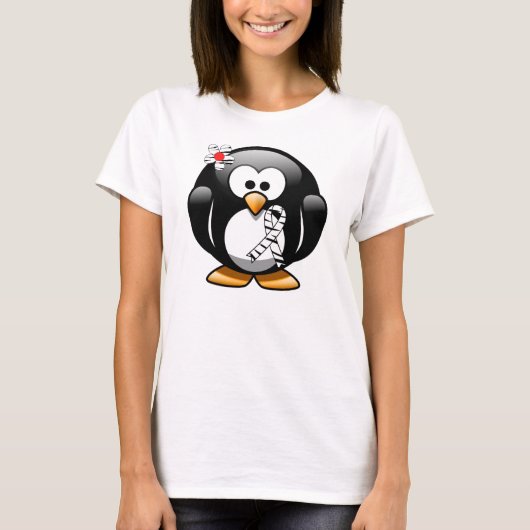 Zebra Print Ribbon Penguin T-shirt (Voorkant)