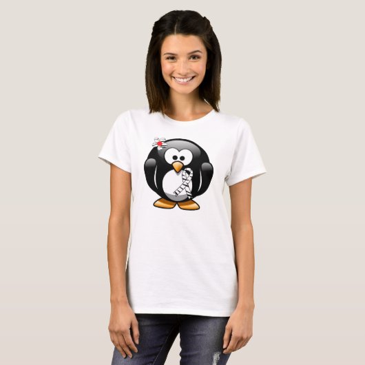 Zebra Print Ribbon Penguin T-shirt (Voorkant volledig)