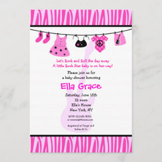 Zebra print Rock Star Baby shower Kaart