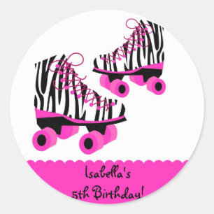 Zebra Print Roller Schaatsen Verjaardagsgunst Stic Ronde Sticker