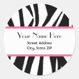 Zebra Print & Roze Address Sticker