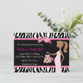 Zebra Print & Roze Bow Mod Moeder Baby Meisje Douc Kaart (Staand voorkant)