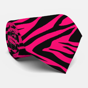 Zebra Print roze framboe en zwart Stropdas