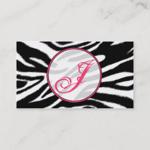 Zebra Print / Roze Monogram Mode Visitekaartje