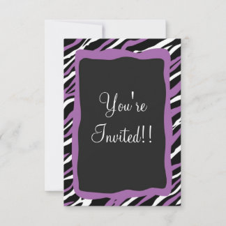 Zebra Print RSVP-kaart - Paars Kaart