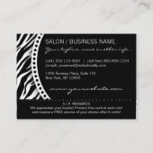 Zebra Print Salon Loyalty Rewards-kaart (Achterkant)