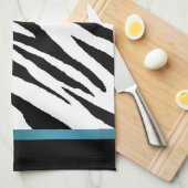 Zebra Print Serviette de cuisine - Bande bleue (Quart Plié)