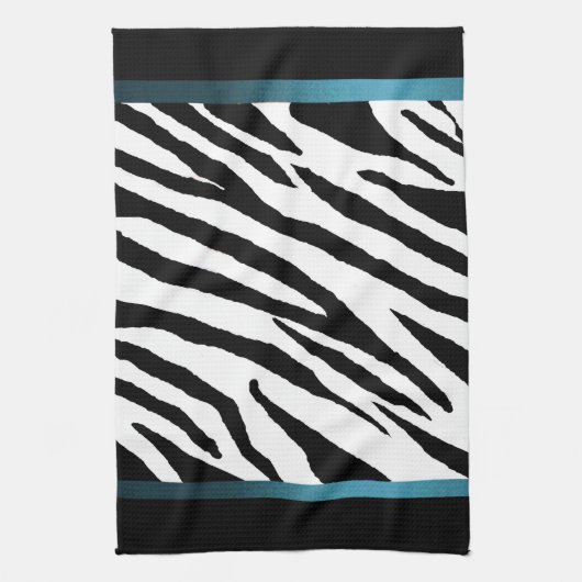 Zebra Print Serviette de cuisine - Bande bleue (Vertical)