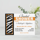 Zebra Print Side Orange Bridal Douche Invitations (Debout devant)