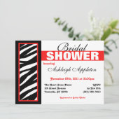 Zebra Print Side Rouge Douche nuptiale Invitations (Debout devant)