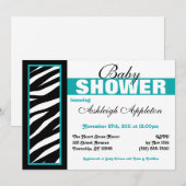 Zebra Print Side Turquoise bébé douche Invitations (Devant / Derrière)